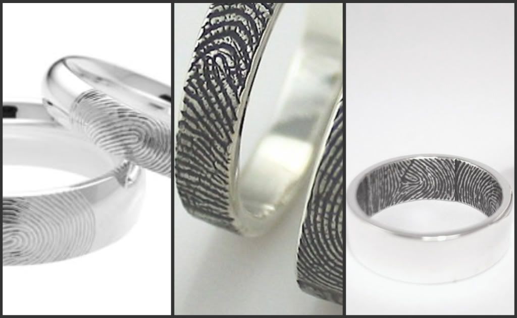 Different versions of the fingerprint wedding band trend