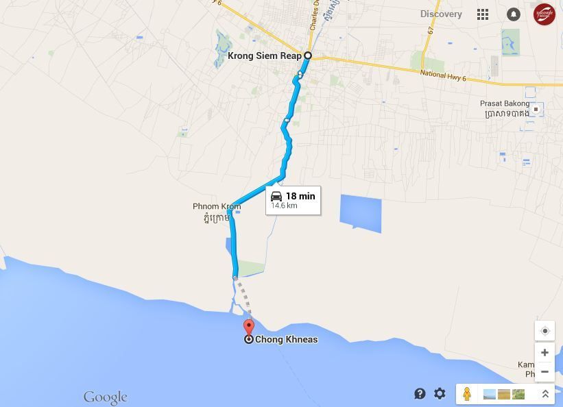 Map for the boat trip on Tonle Sap lake